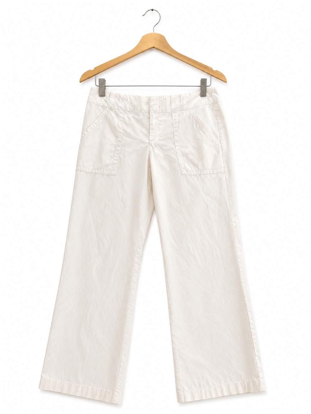 Banana Republic Factory White Wide Leg Crop Pants Women’s 12 Stretch Cotton